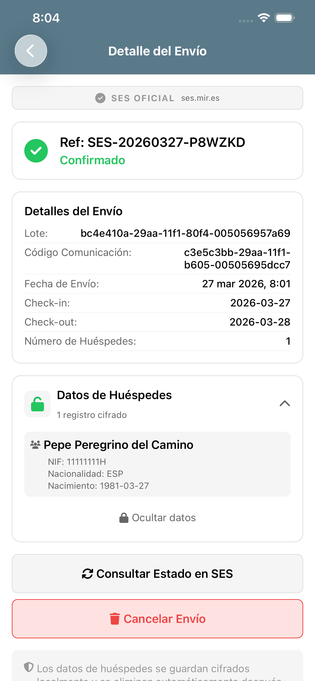 SES — Submission Detail